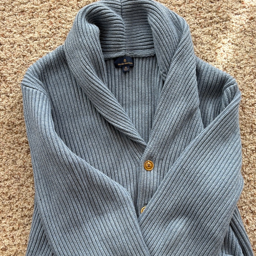 Light blue Brooks Brothers Ribbed Cardigan